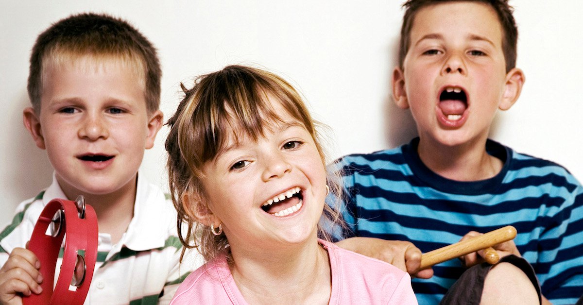Three Children Laughing and Singing